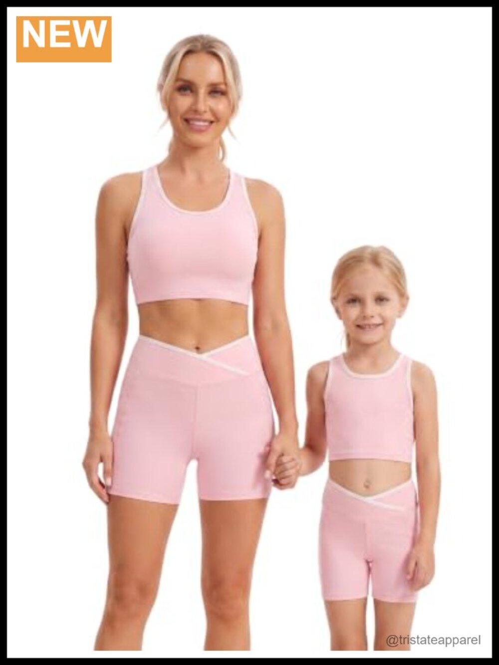 Mom and Me Workout Set Racerback Crop Top Biker Shorts Yoga Pilates